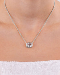 Sterling Silver Elongated Cushion Wheat Chain Necklace