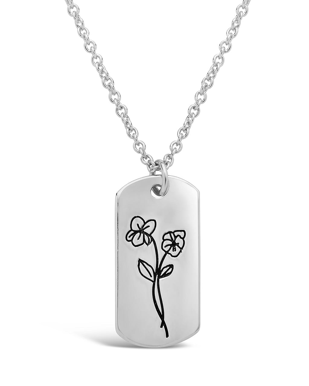 Birth Flower Pendant Necklace Sterling Forever Silver February / Violet 