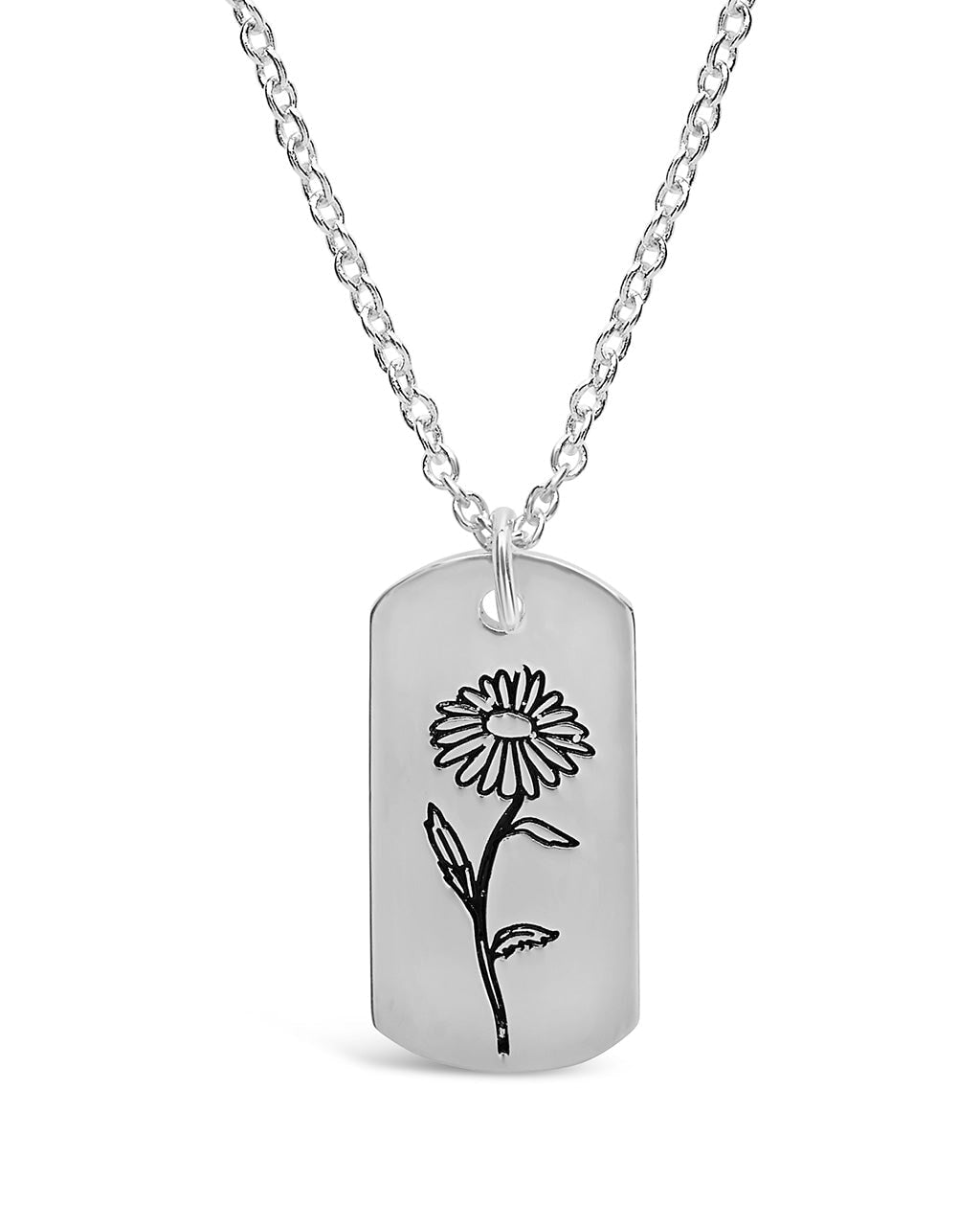 Birth Flower Pendant Necklace Sterling Forever Silver April / Daisy 