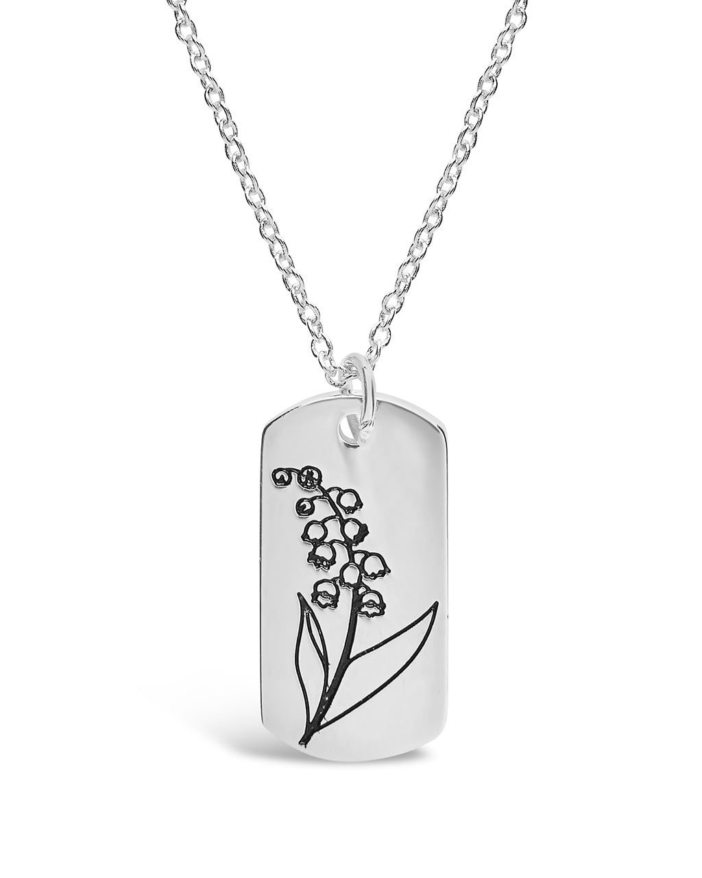Birth Flower Pendant Necklace Sterling Forever Silver May / Lily of the Valley 