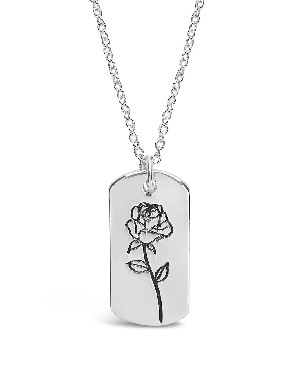 Birth Flower Pendant Necklace Sterling Forever Silver June / Rose 
