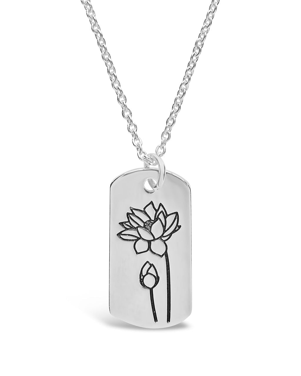 Birth Flower Pendant Necklace Sterling Forever Silver July / Water Lily 