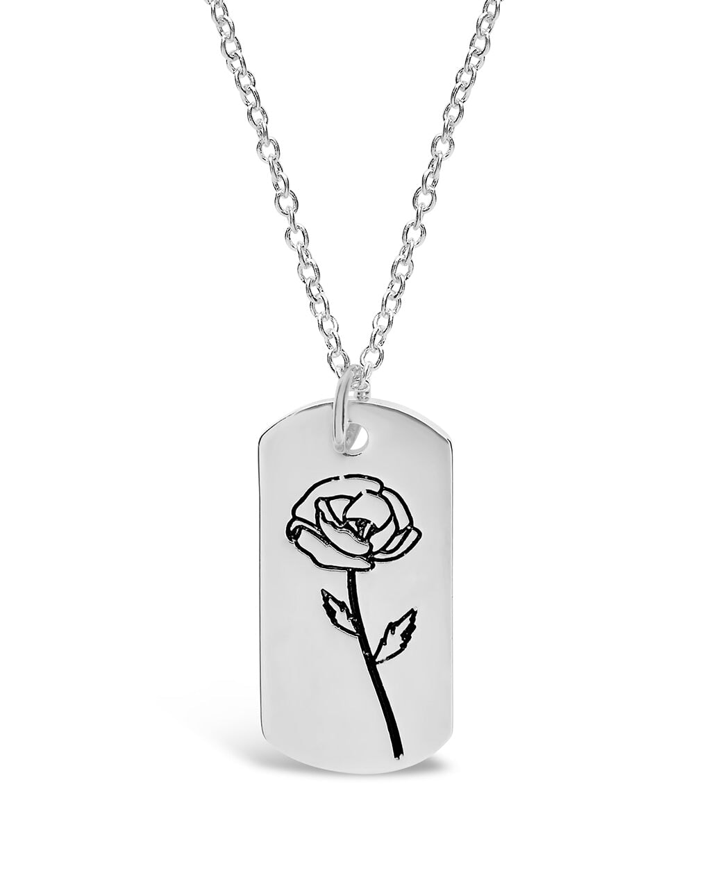 Birth Flower Pendant Necklace Sterling Forever Silver August / Poppy 