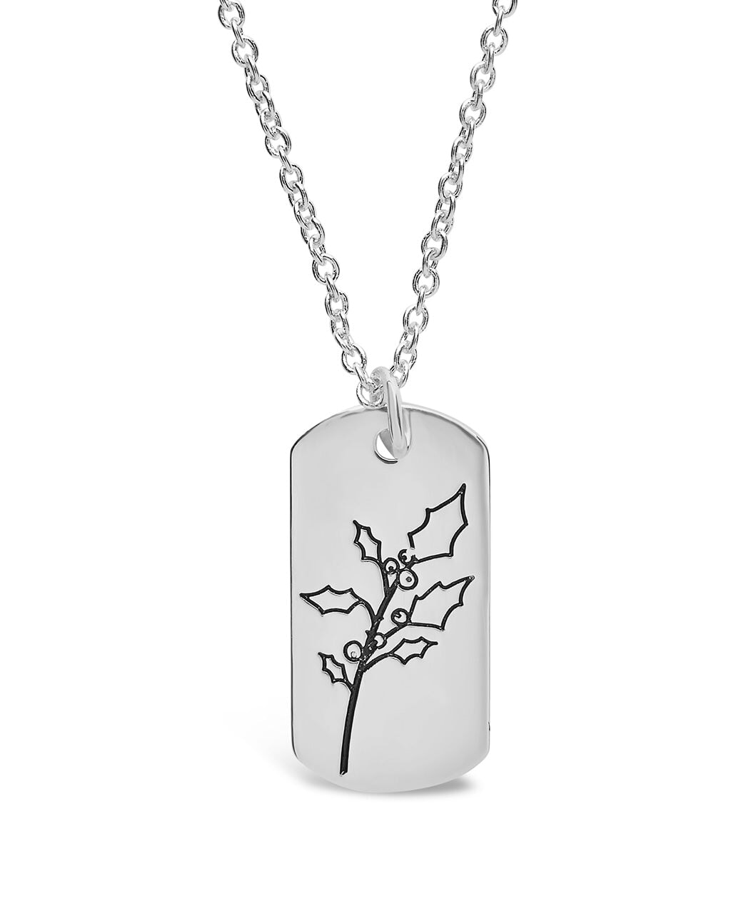Birth Flower Pendant Necklace Sterling Forever Silver December / Holly 
