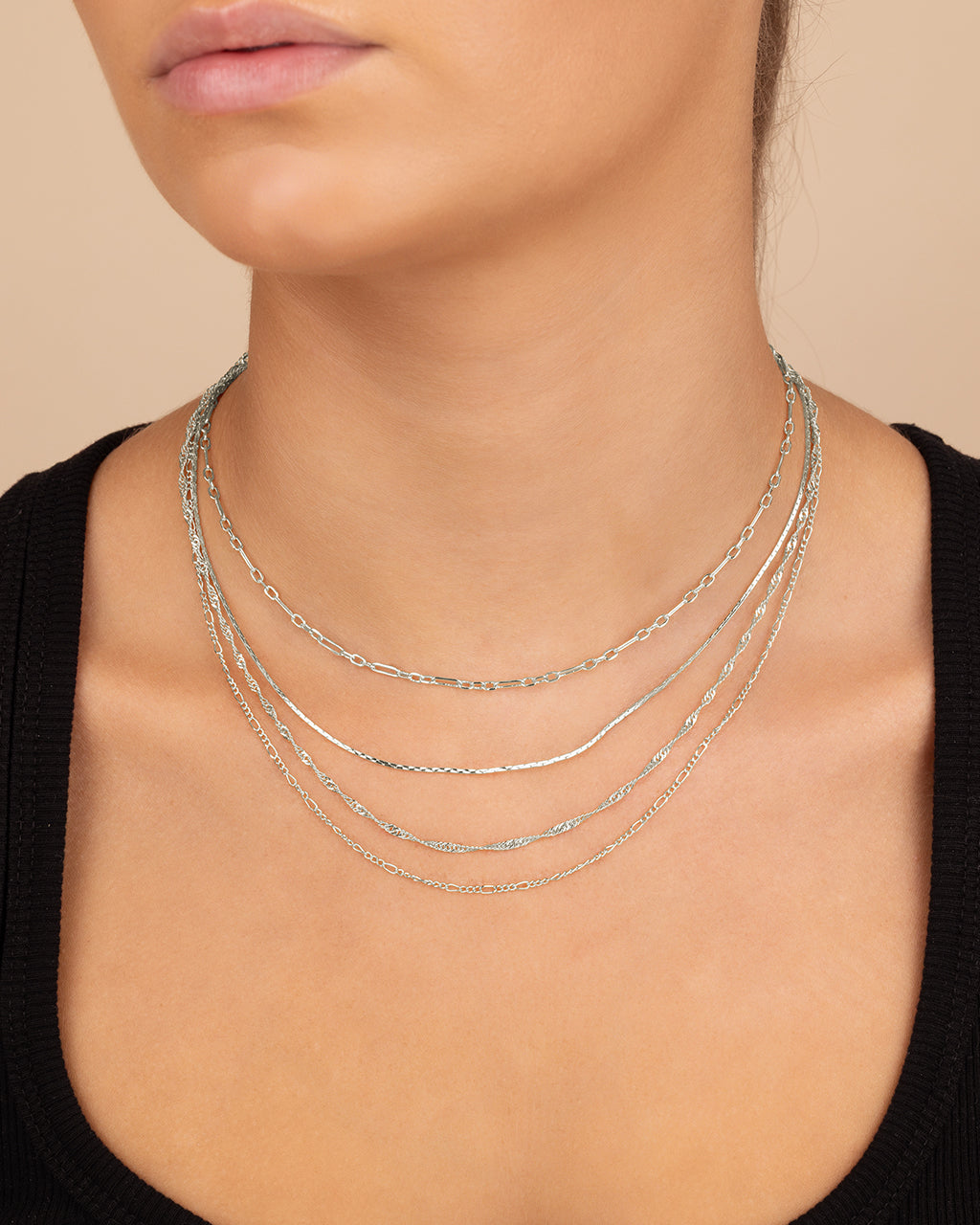 Multi Chain Layered Necklace – Sterling Forever1