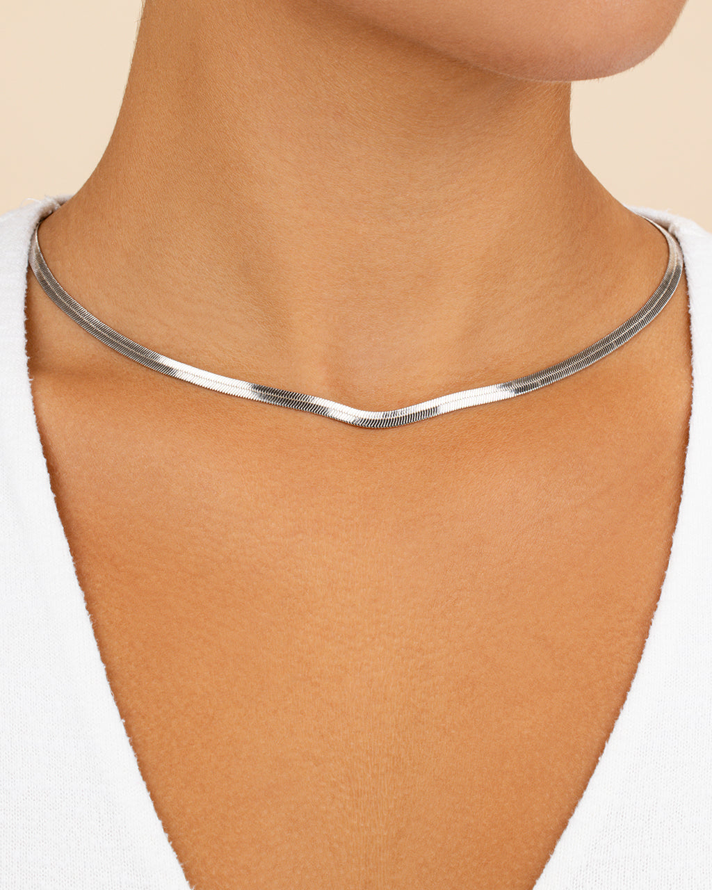 Herringbone Chain Necklace Silver / 18"