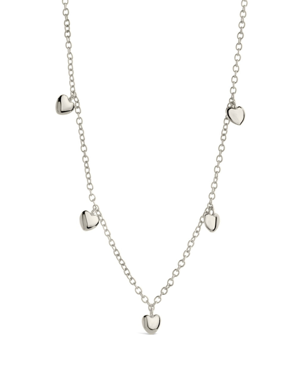 Stationed Heart Charm Necklace Necklace Sterling Forever Silver 