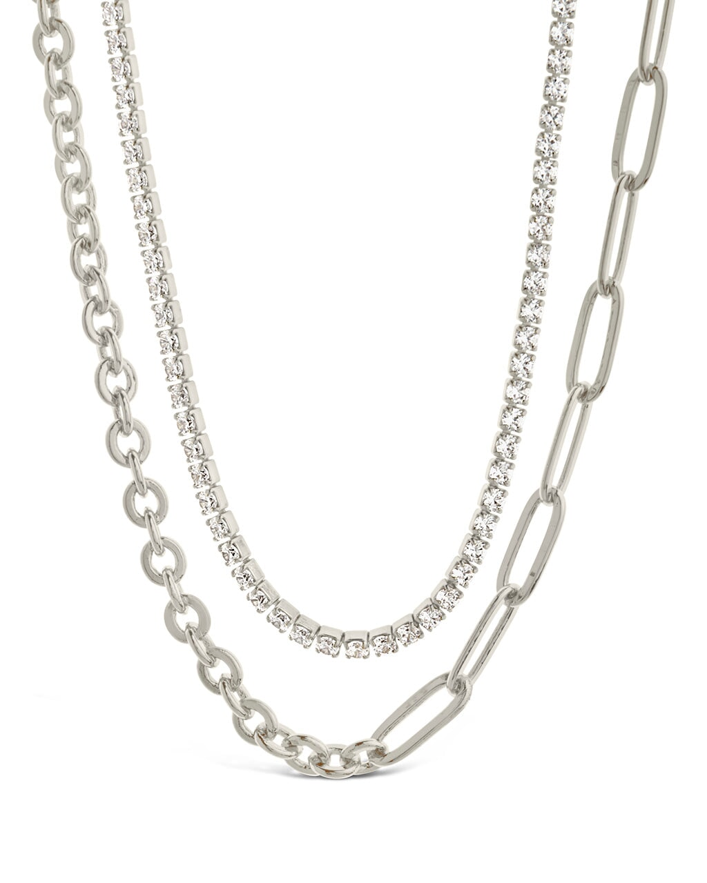 Collins CZ Layered Chain Necklace Necklace Sterling Forever Silver 