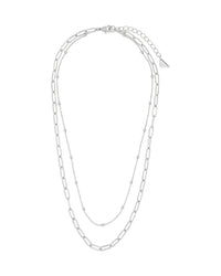 Leah Beaded & Paperclip Layered Chain Necklace - Sterling Forever