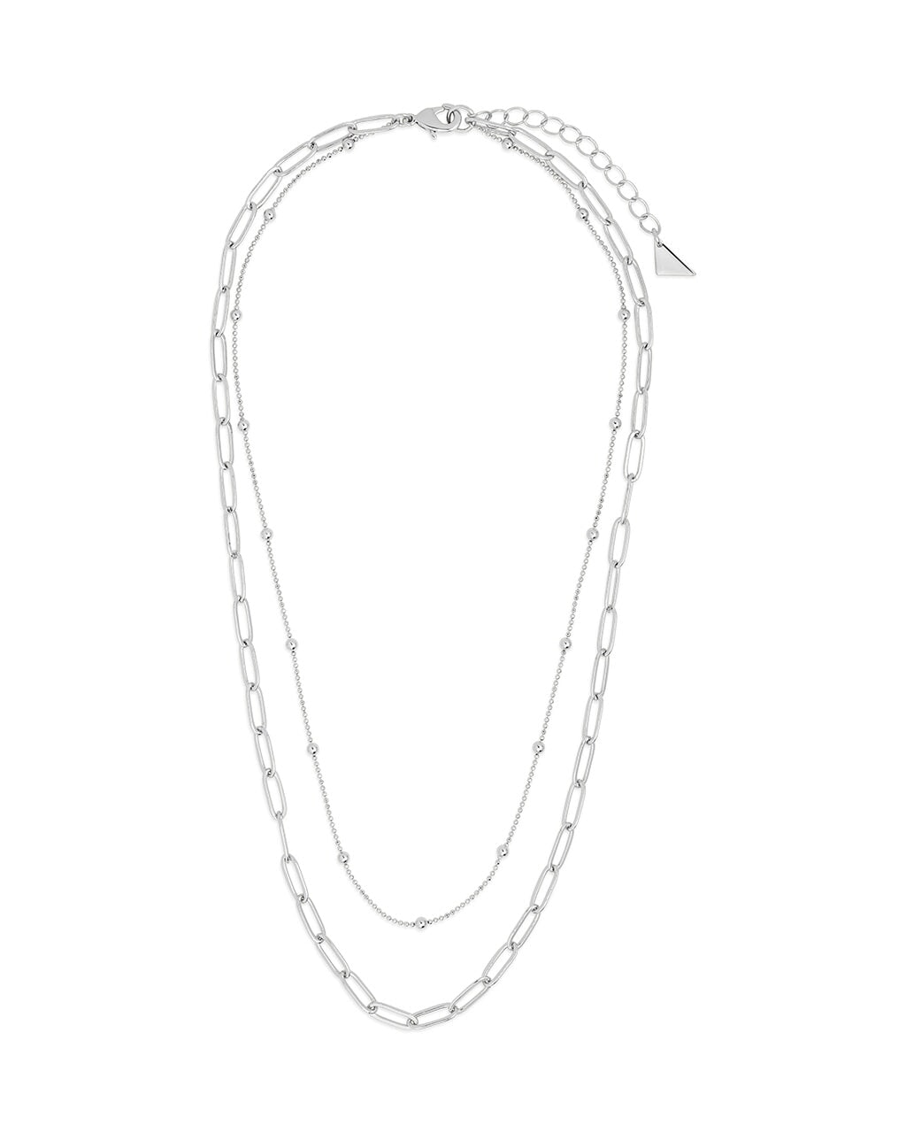 Leah Beaded & Paperclip Layered Chain Necklace - Sterling Forever
