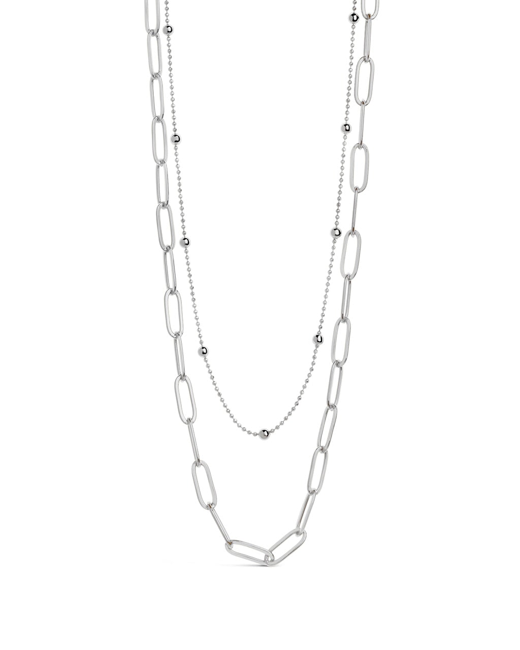 Leah Beaded & Paperclip Layered Chain Necklace – Sterling Forever