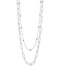 Leah Beaded & Paperclip Layered Chain Necklace - Sterling Forever