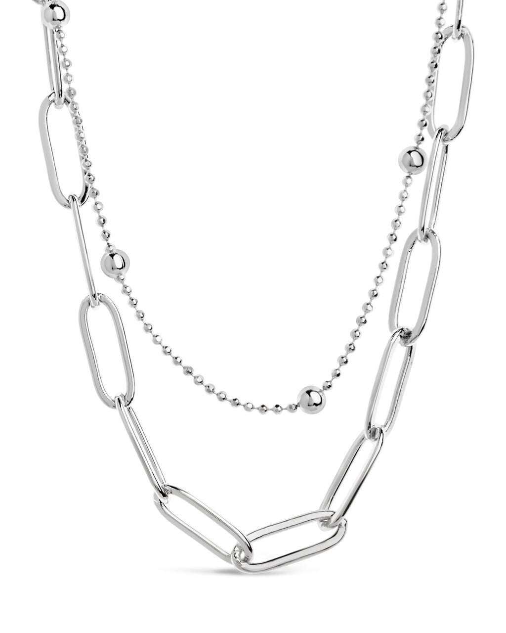 Leah Beaded & Paperclip Layered Chain Necklace - Sterling Forever