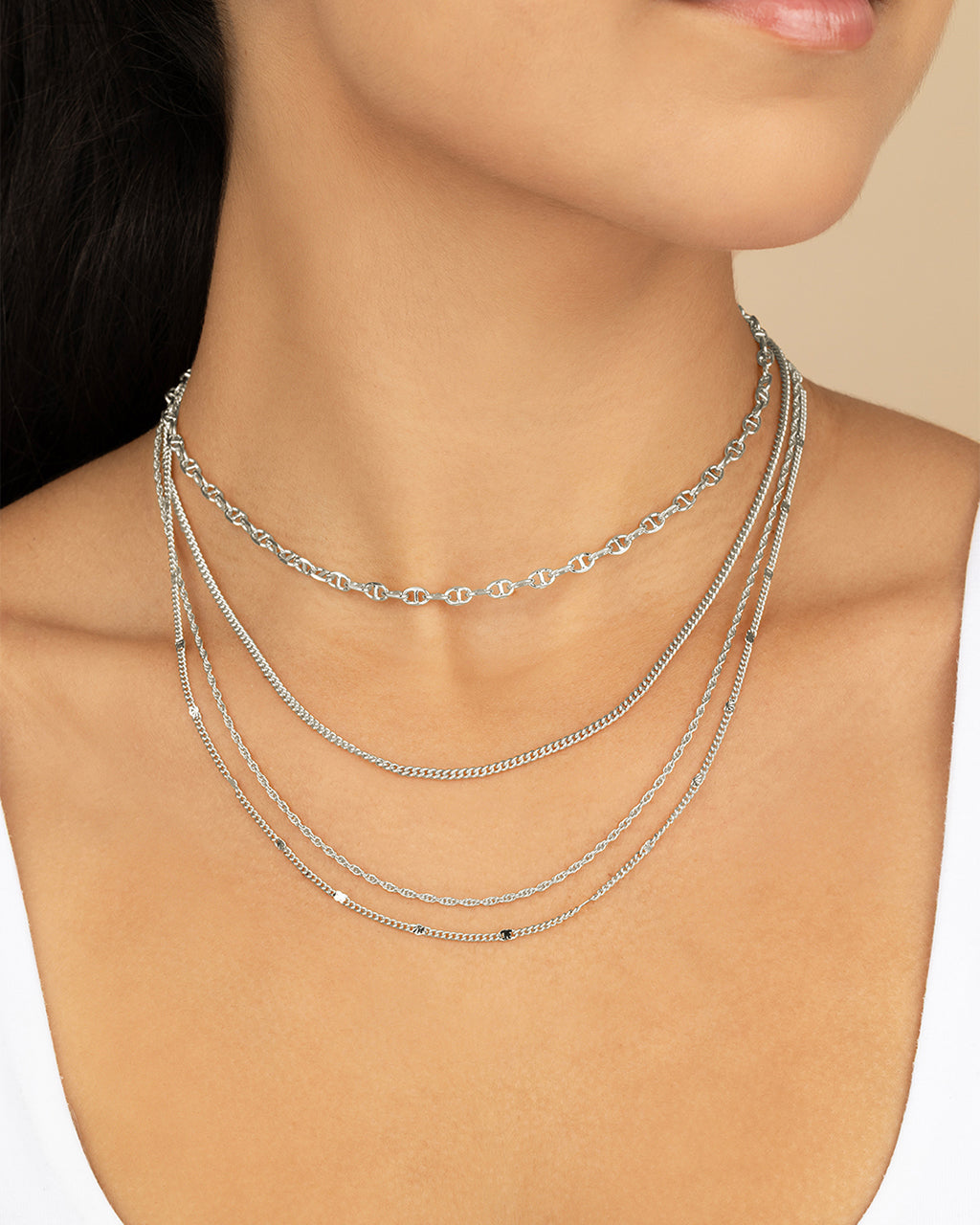 Lulu Mixed Link Layered Chain Necklace – Sterling Forever