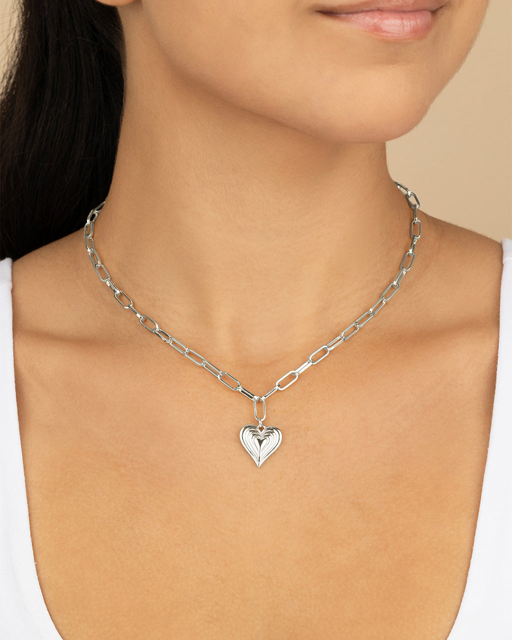 Paperclip Beating Heart Pendant Necklace