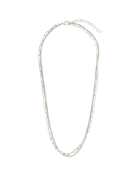 Emery Paperclip & Curb Chain Layered Necklace - Sterling Forever