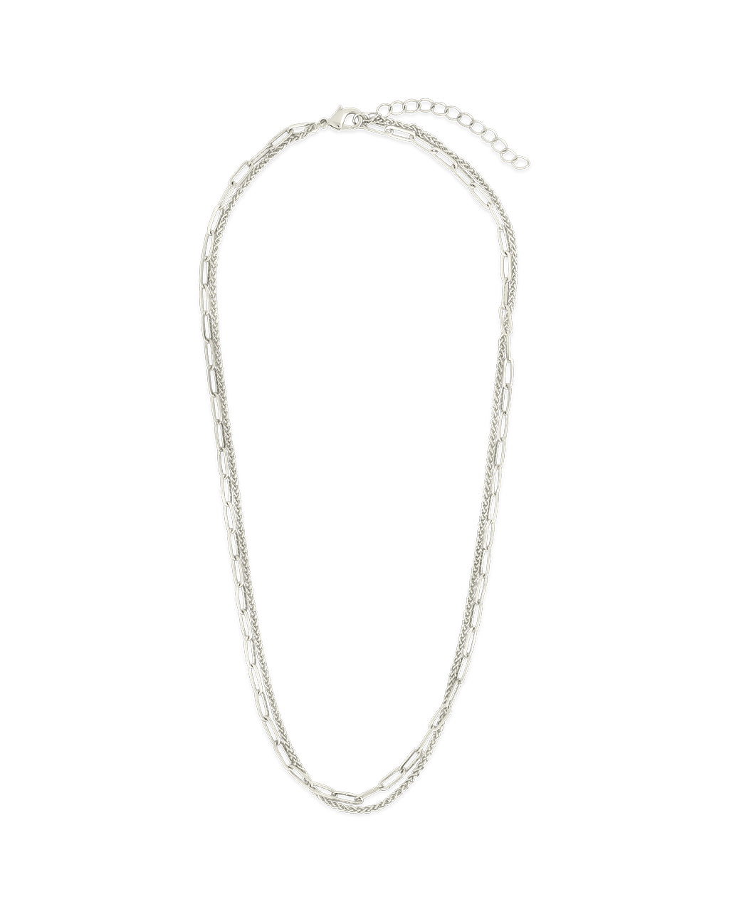 Emery Paperclip & Curb Chain Layered Necklace - Sterling Forever