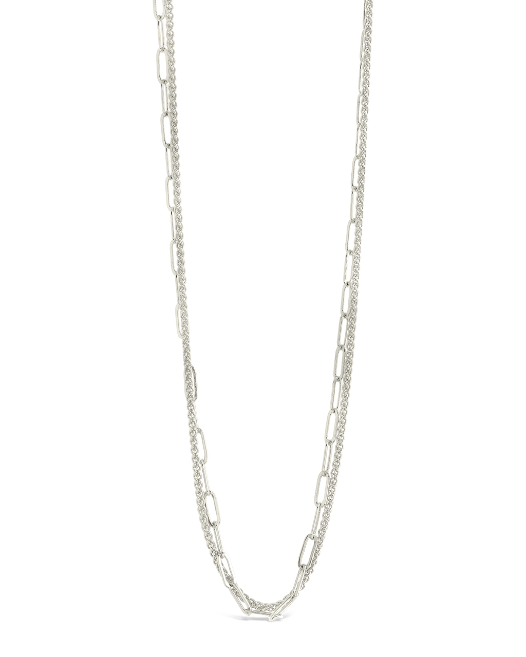 Emery Paperclip & Curb Chain Layered Necklace - Sterling Forever