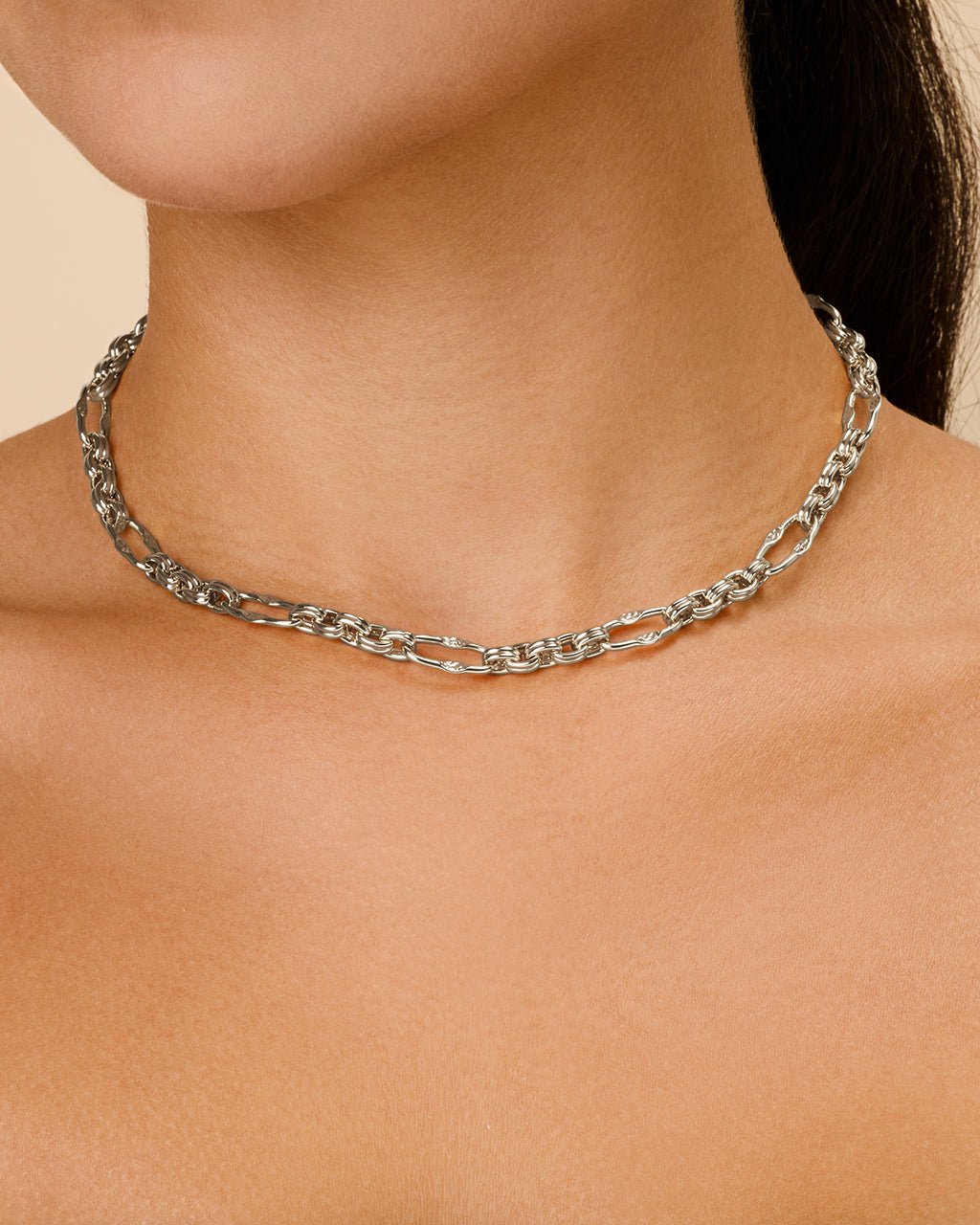 Tegan Textured Long Link Necklace - Sterling Forever