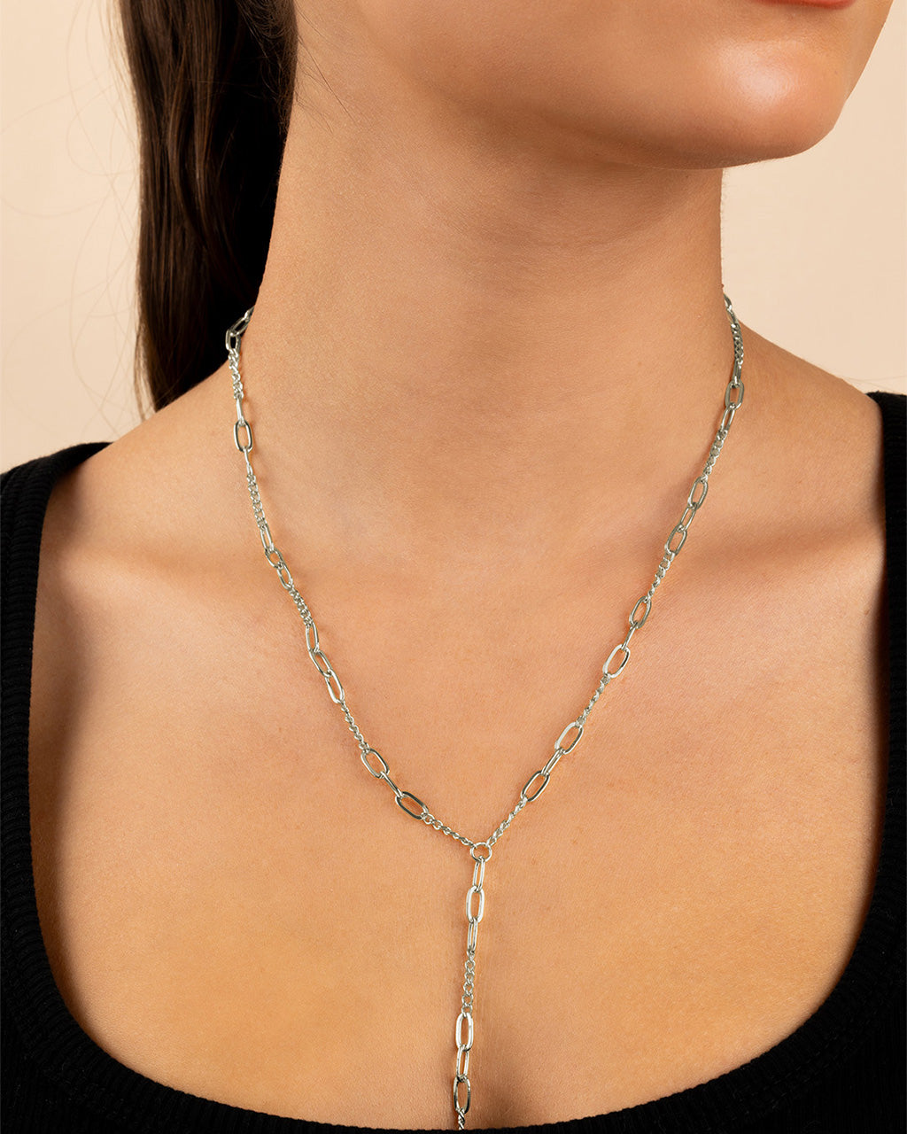 Cynthia Mixedlink Y Drop Necklace