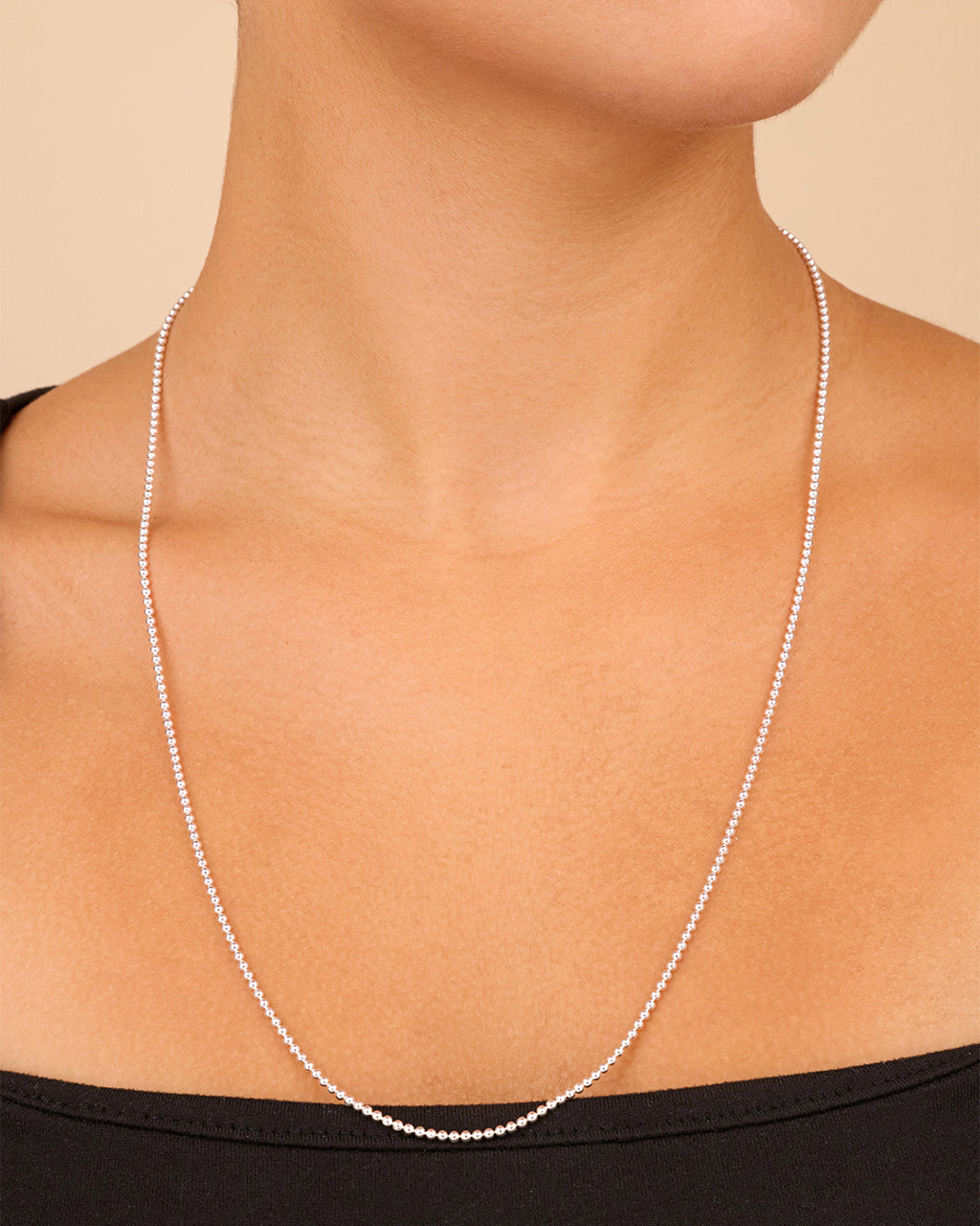 Sterling Silver Basia Dainty Beaded Chain Necklace