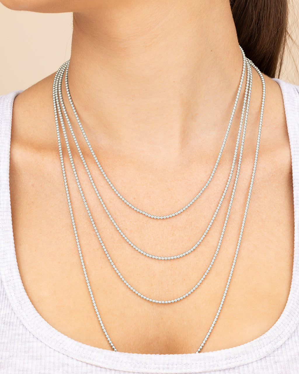 Sterling Silver Basia Dainty Beaded Chain Necklace