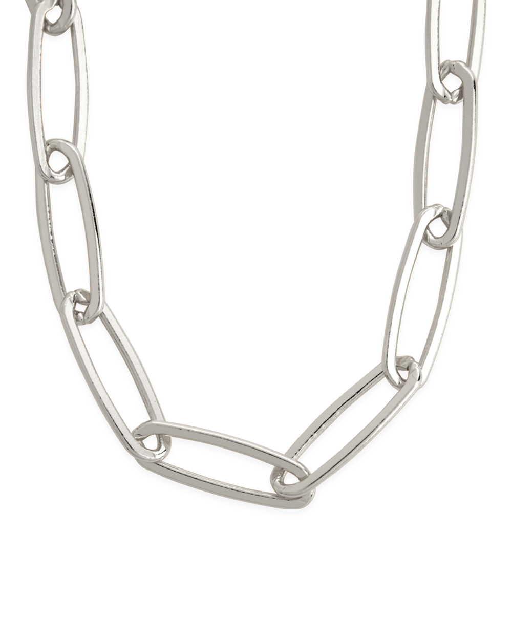 Sterling Silver Large Elongated Paperclip Chain Necklace