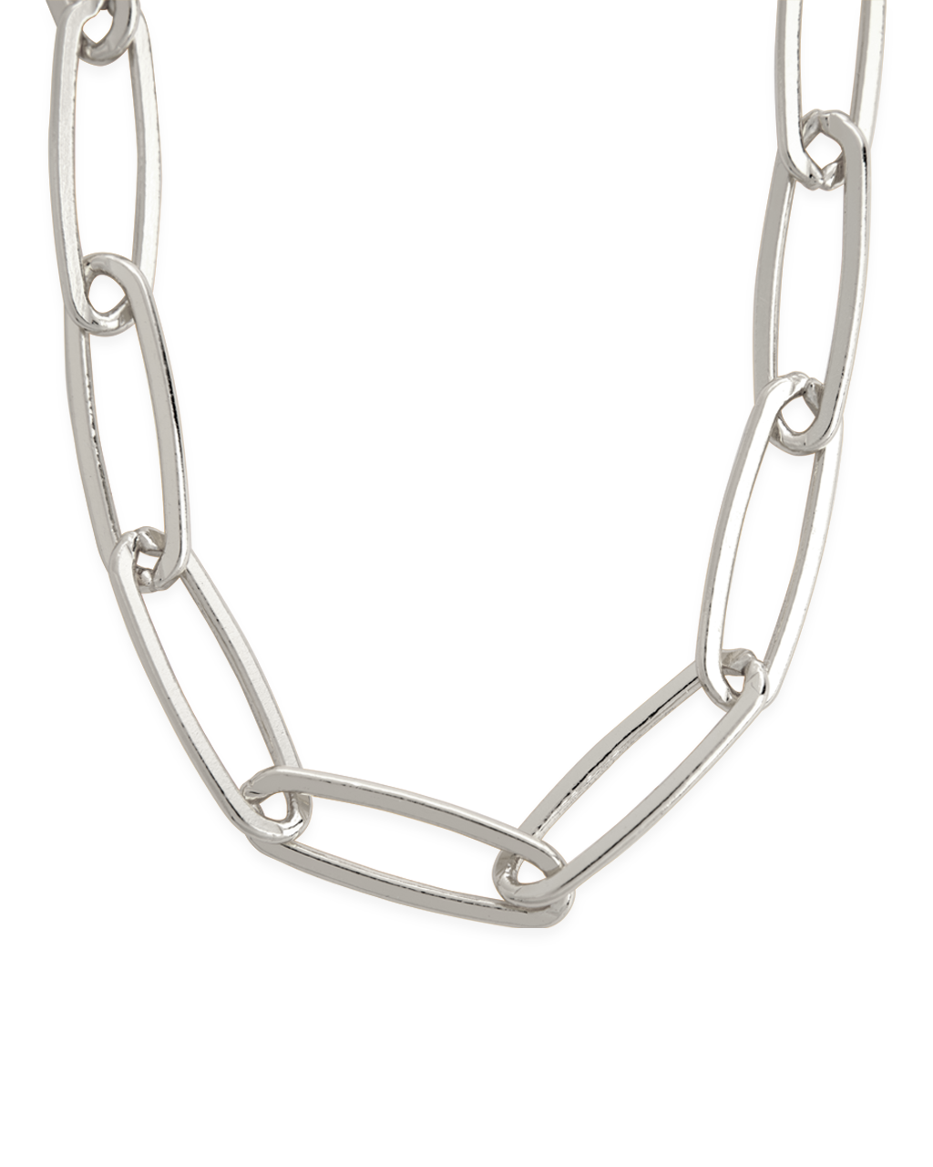 Sterling Silver Large Elongated Paperclip Chain Necklace