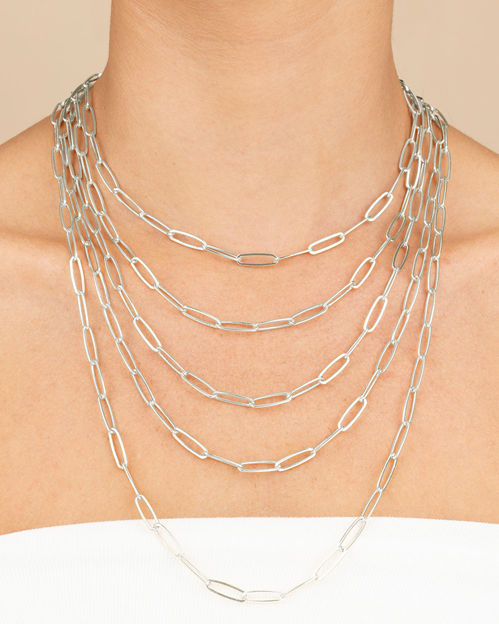 Sterling Silver Large Elongated Paperclip Chain Necklace