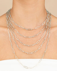 Sterling Silver Large Elongated Paperclip Chain Necklace - Sterling Forever