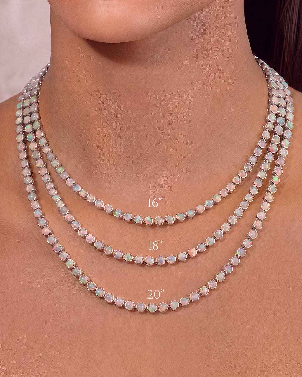 Helene Bezel Opal Tennis Necklace