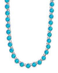 Helene Bezel Carribean Blue Opal Tennis Necklace