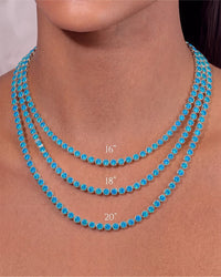 Helene Bezel Carribean Blue Opal Tennis Necklace