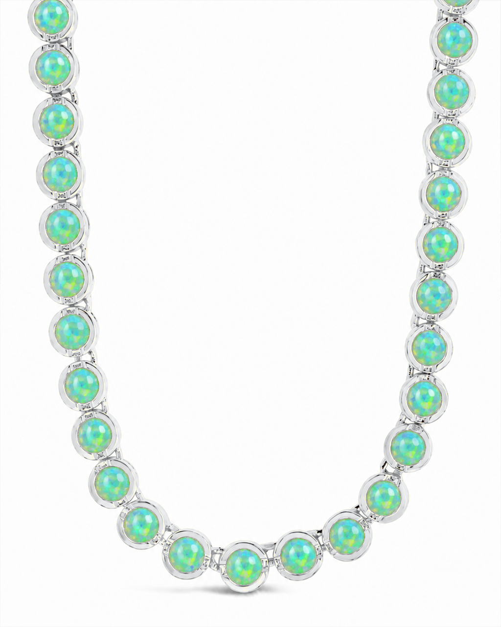 Helene Bezel Turquoise Opal Tennis Necklace