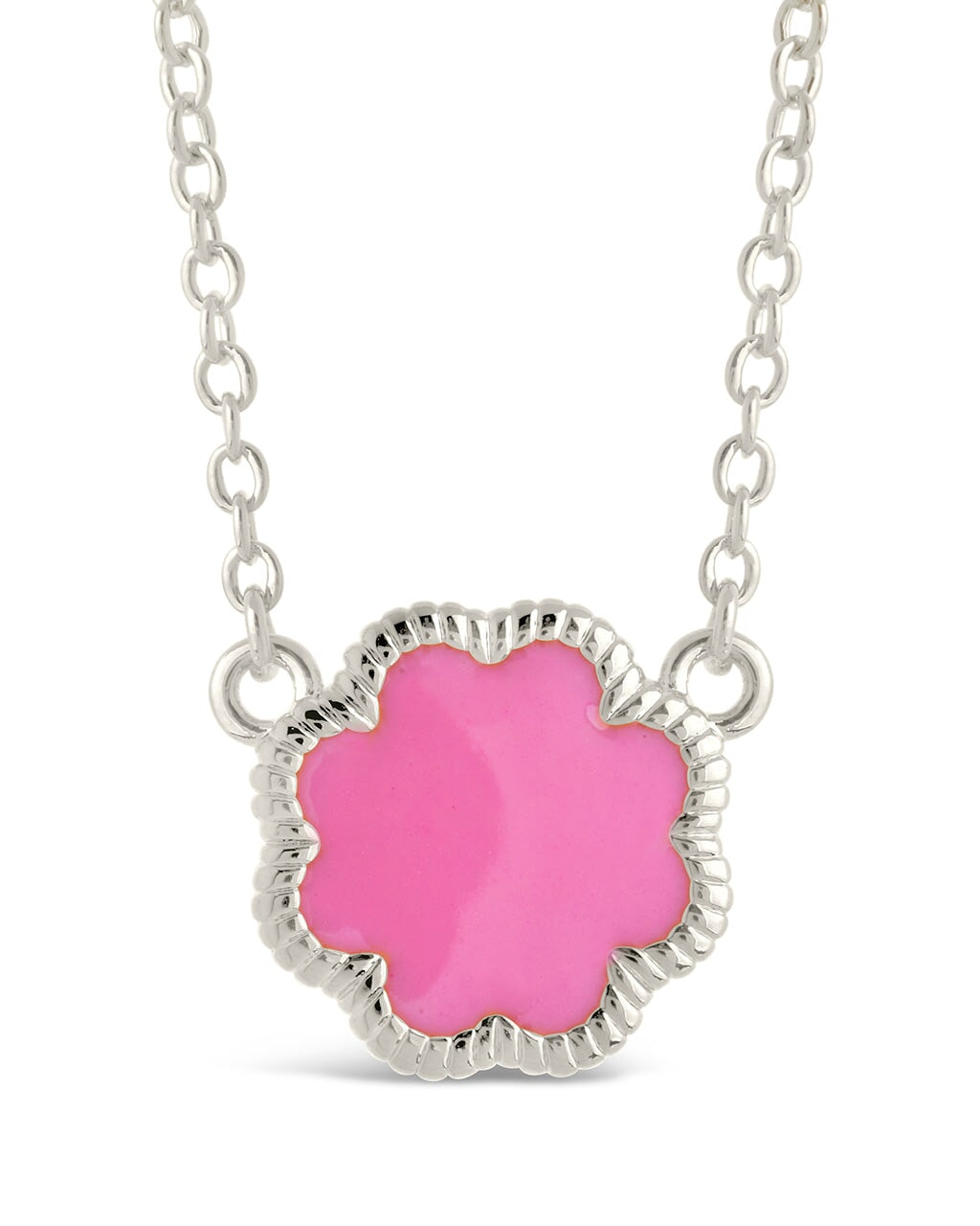 Rose Petal Pendant Necklace Necklace Sterling Forever Silver Pink Enamel 