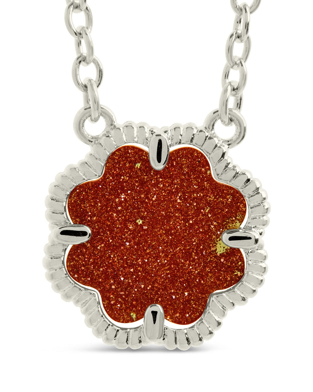 Rose Petal Pendant Necklace Necklace Sterling Forever Silver Brown Aventurine 