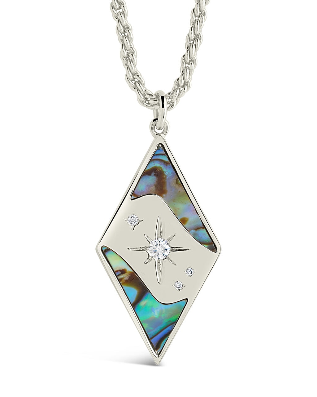 Galaxy CZ & Abalone Pendant Necklace Necklace Sterling Forever Silver 