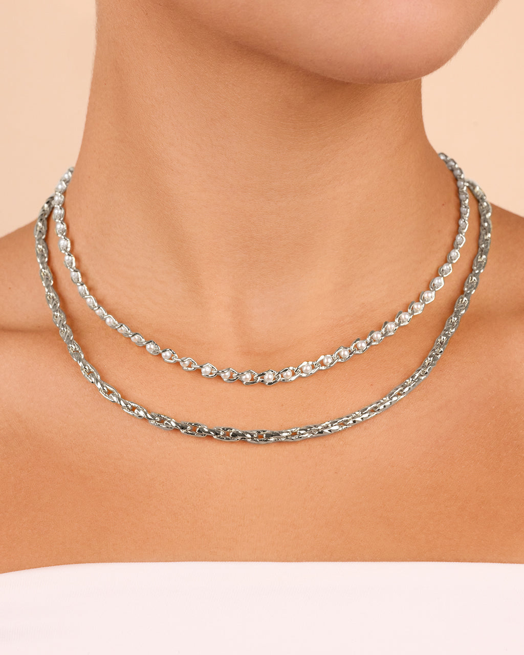 Amedea Pearl & Chain Layered Necklace