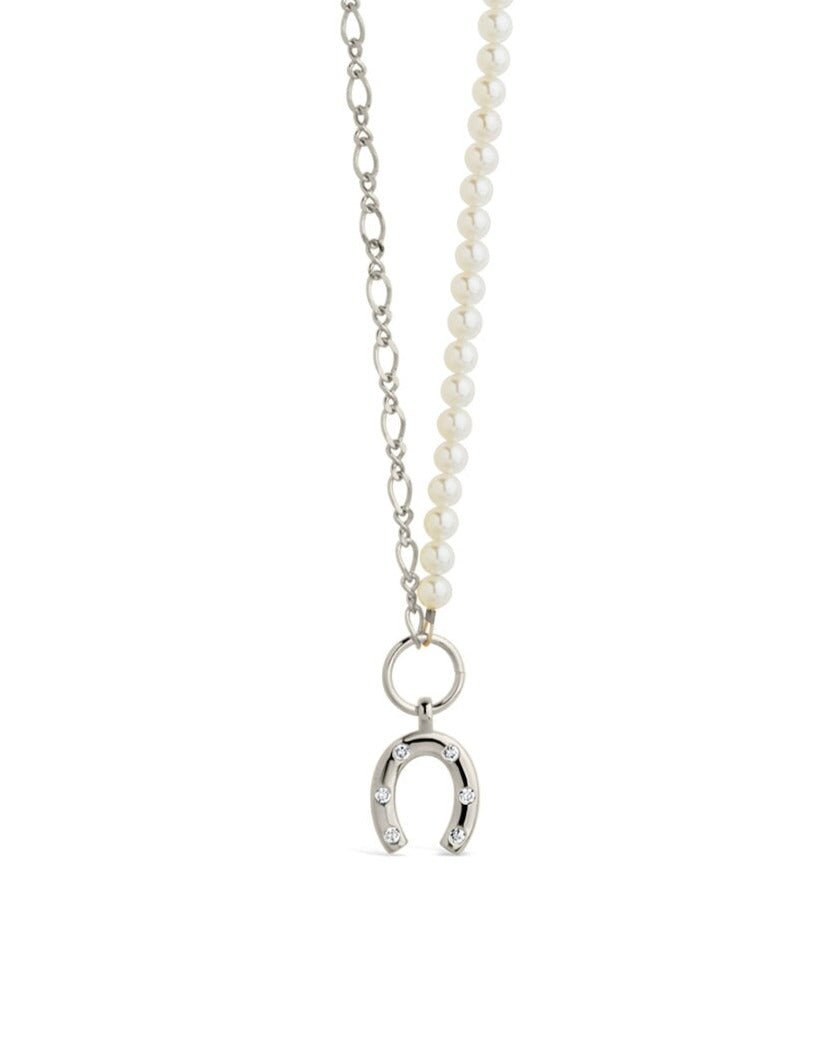 Elva Pearl CZ Horseshoe Necklace - Sterling Forever