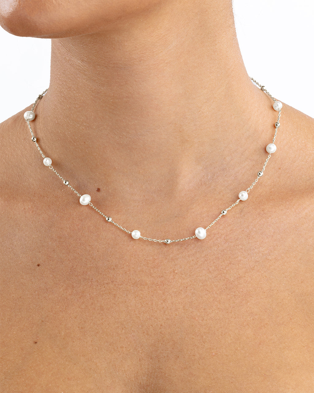Lila Pearl Station Necklace