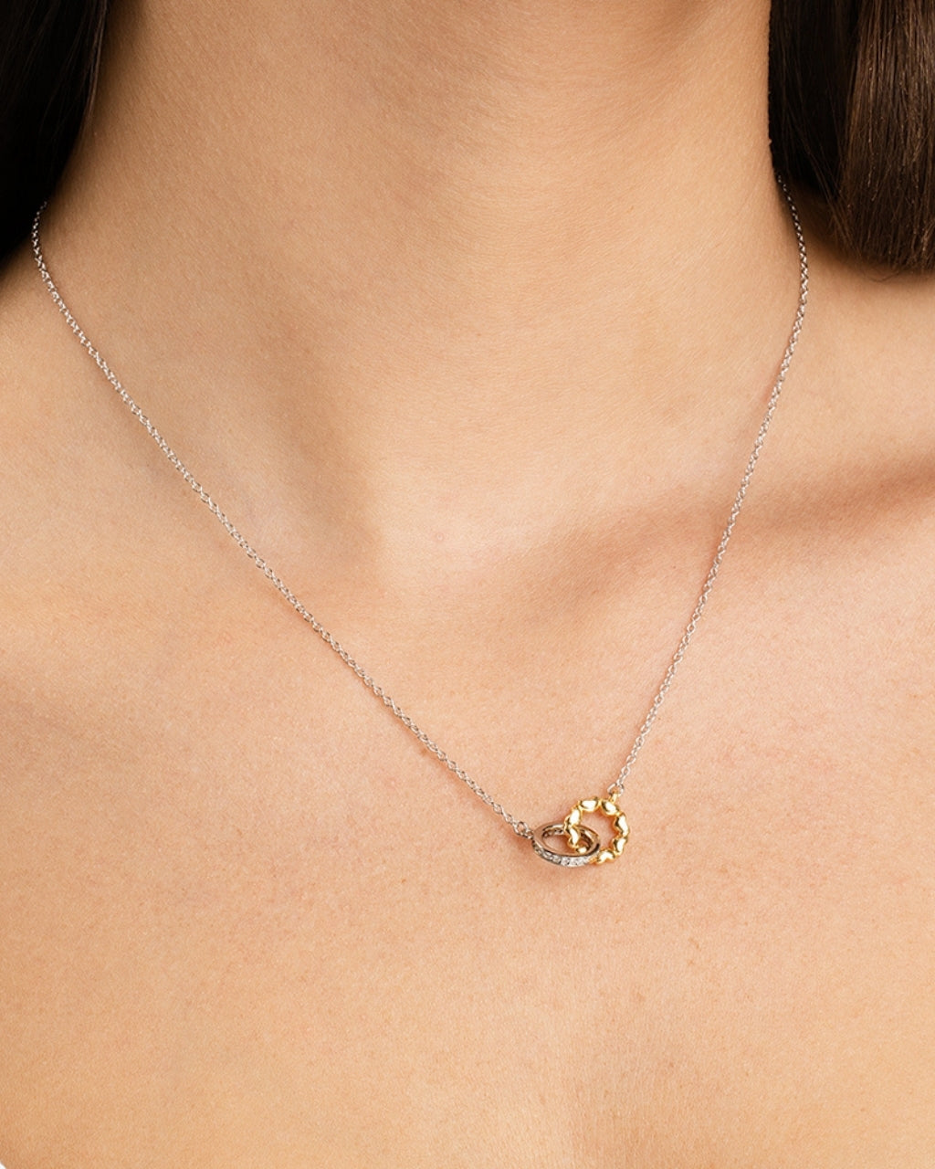 Sterling Silver Interlocking Heart Charm Necklace