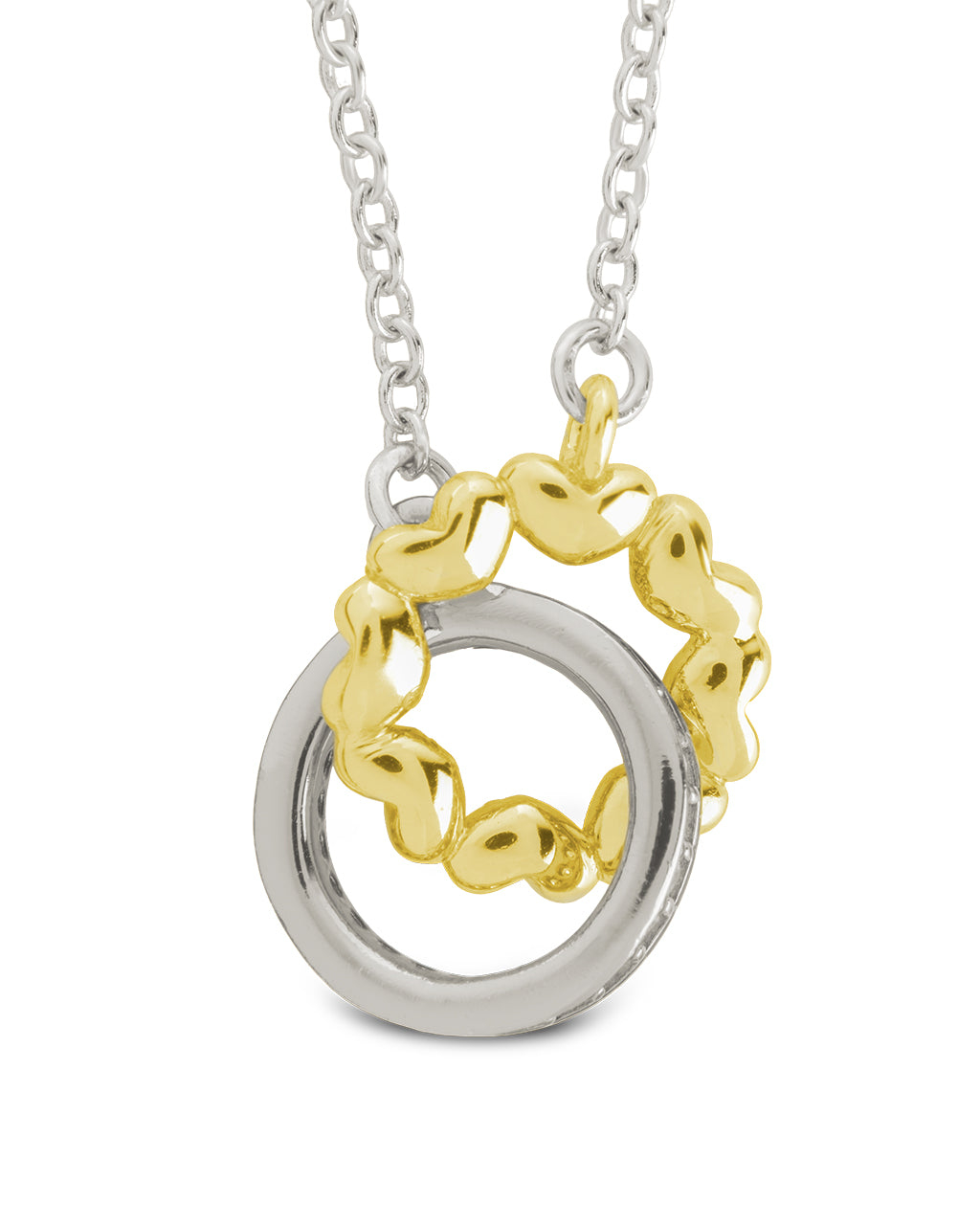 Sterling Silver Interlocking Heart Charm Necklace