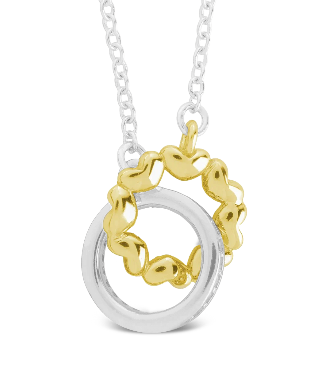 Sterling Silver Interlocking Heart Charm Necklace