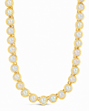 Helene Bezel Opal Tennis Necklace
