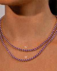 Helene Bezel Amethyst CZ Tennis Necklace