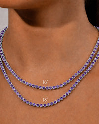 Helene Bezel Amethyst CZ Tennis Necklace