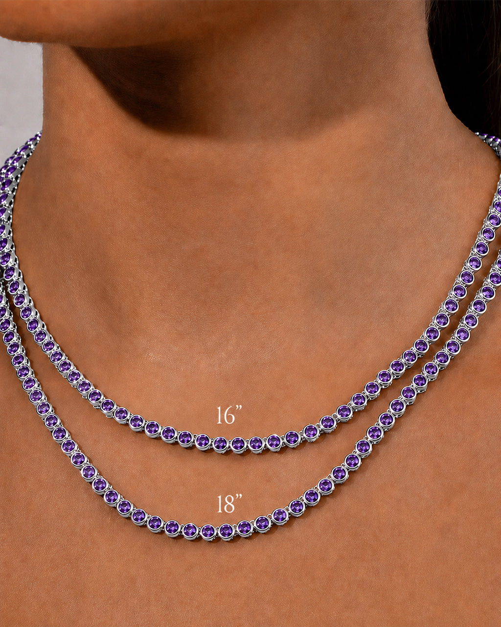 Helene Bezel Amethyst CZ Tennis Necklace