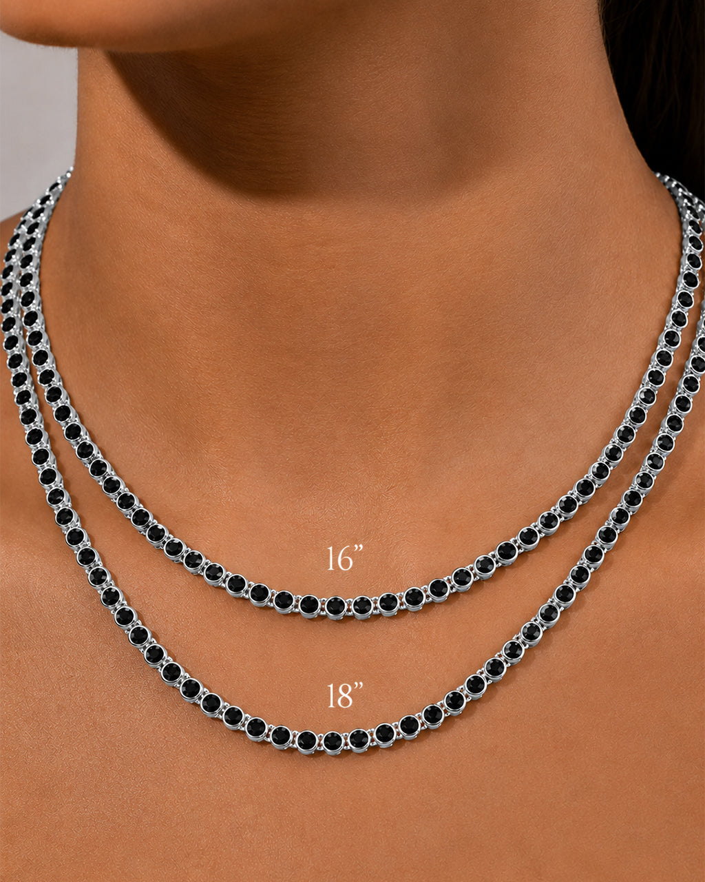Helene Bezel Black CZ Tennis Necklace