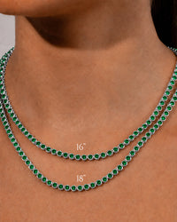 Helene Bezel Emerald CZ Tennis Necklace