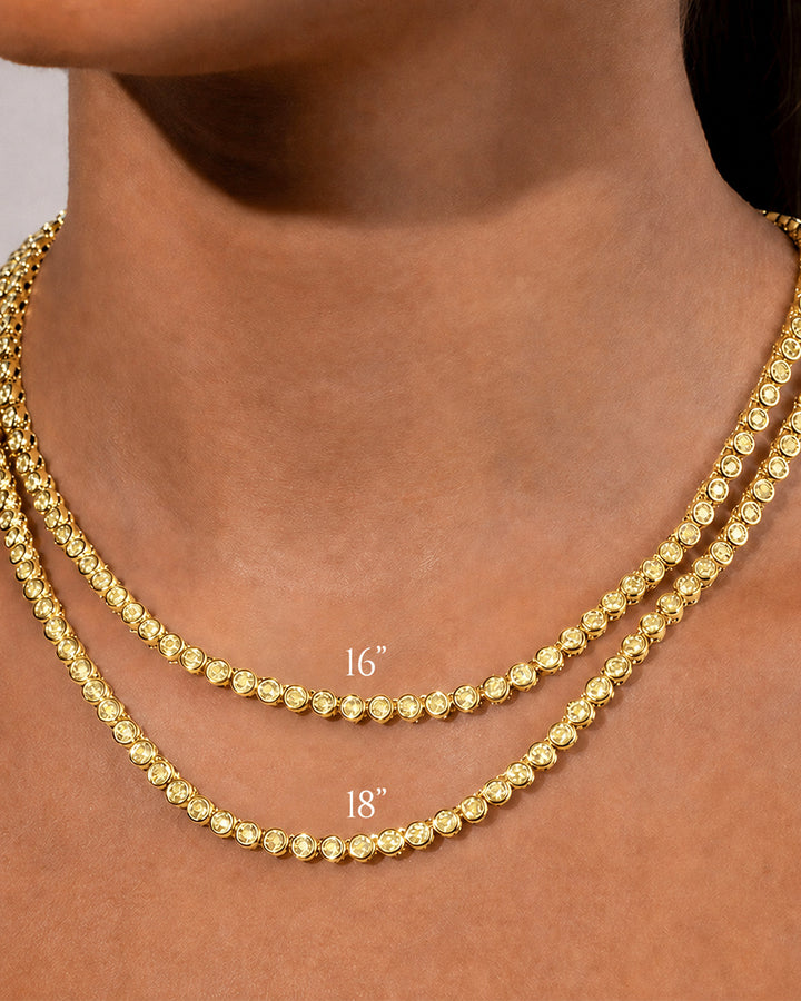 Helene Bezel Canary CZ Tennis Necklace